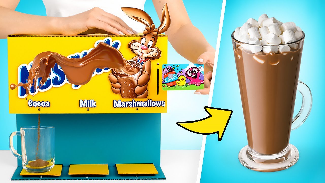 Distributore di Nesquik in cartone per fantastiche bevande al cacao