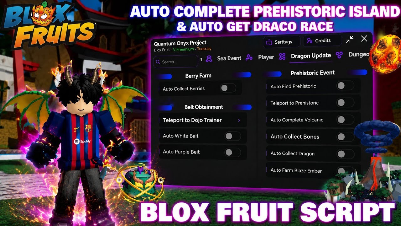[🌋AUTO PREHISTORIC ISLAND & AUTO DRACO RACE🐲] Blox Fruits Script | (FREEMIUM) | AUTO DRACO V1,V2,V3+