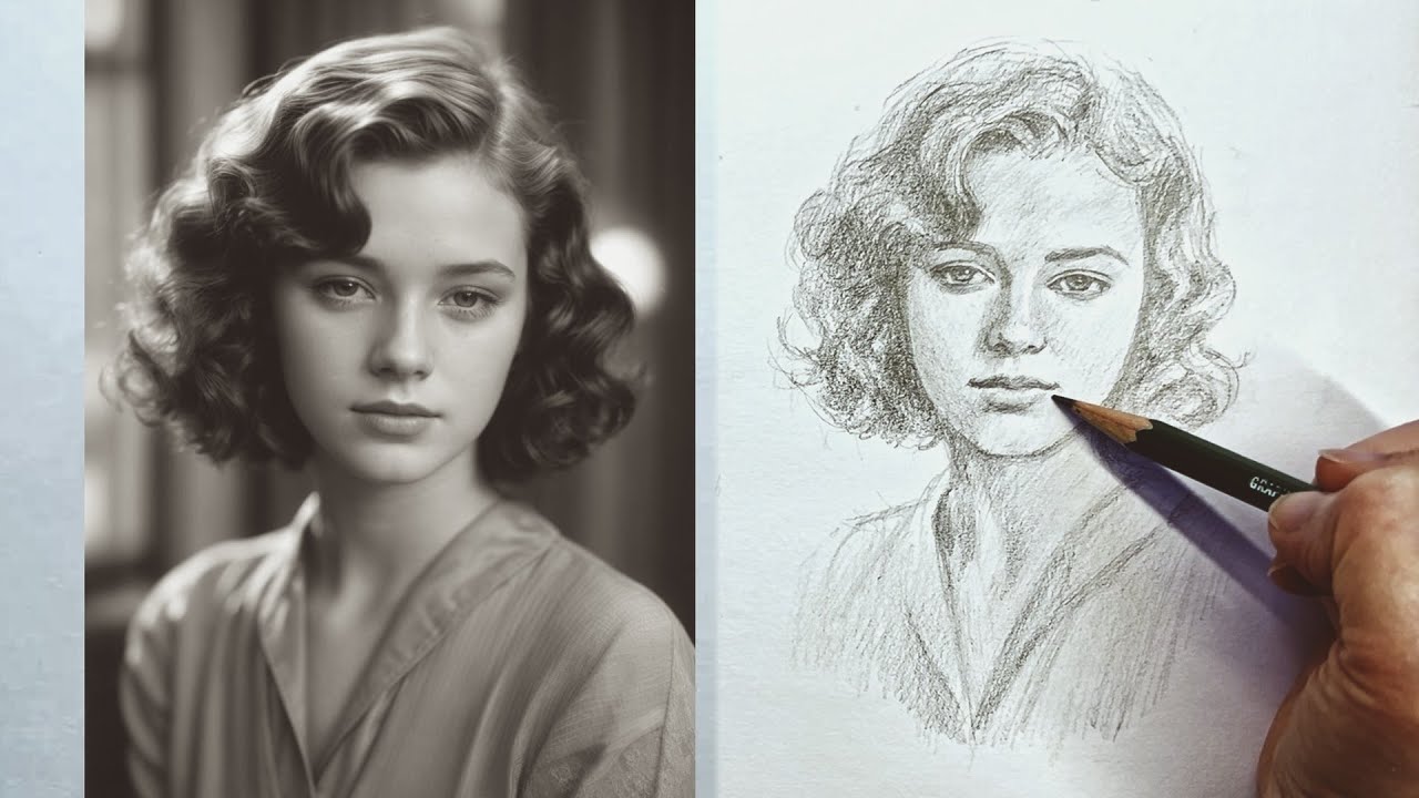 Draw a Realistic Face and Portrait of a Woman with Wavy Hair! Beginner-Friendly