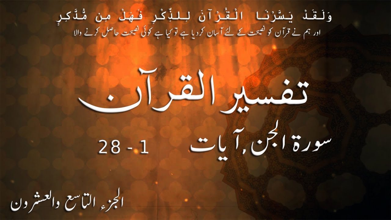 P29TF295 Tafseer Ul Quran Para 29 Surah Al  Jin Ayaat 01   28