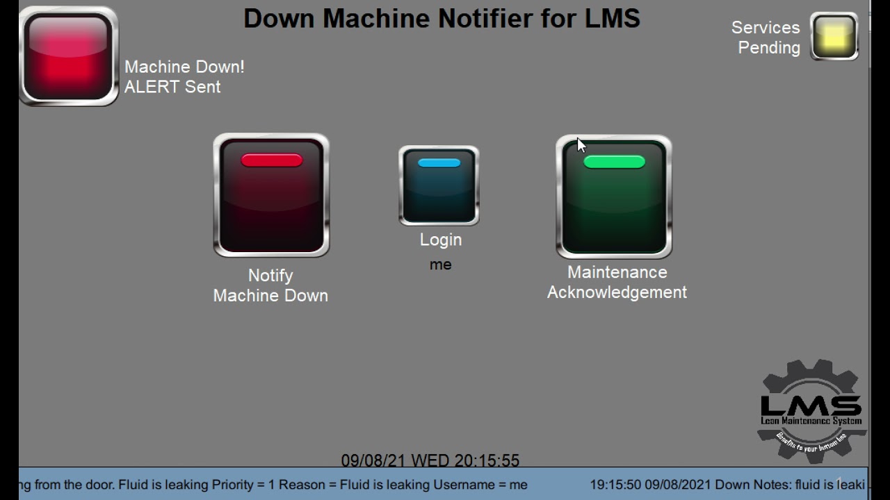 Lean Maintenance System - LMS Down Machine Notifier