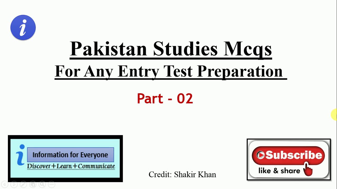 Pakistan Studies MCQs for Entry Test Preparation Part 2