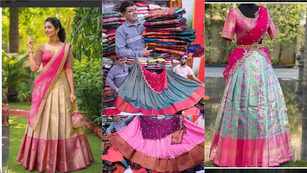 Trendy Banarasi Half Saree lehengas at very Affordable price | sowcarpet dress collection