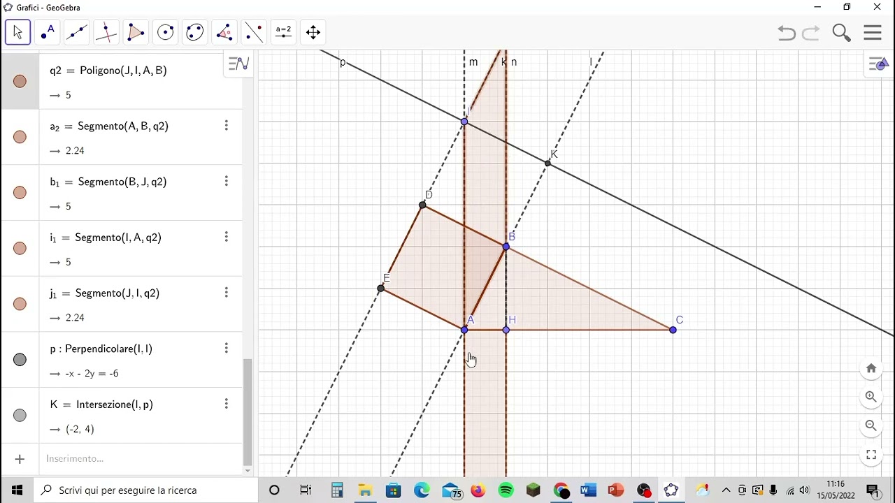 primo teorema di euclide (dimostrazione guidata con geogebra)