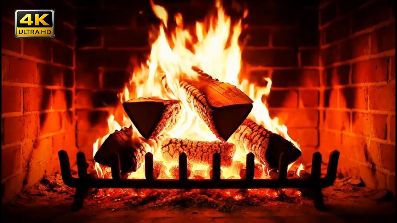 4K 60FPS ❄️Cozy Winter Fireplace 24/7 | 🔥Fireplace Crackling | Snowy Cabin Ambience