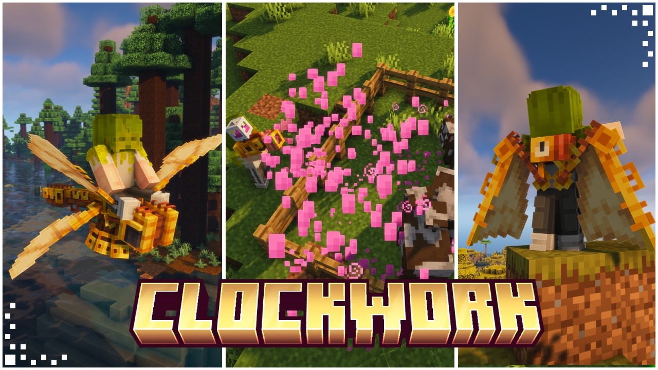 Clockwork (Minecraft Mod Showcase) | Dragonfly Mounts, & Mechanical Tools | NeoForge, Forge & Fabric