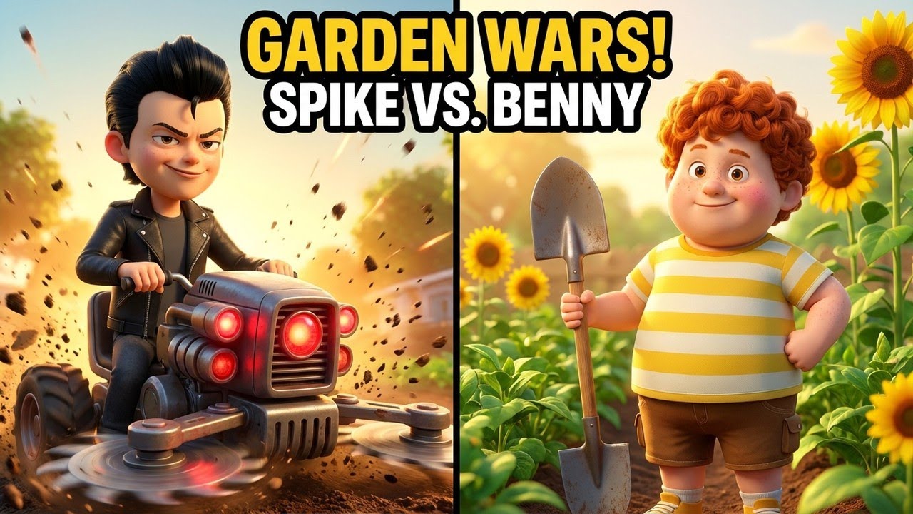The Gardening Contest 🌻 Spike’s Machine vs. Benny’s Shovel | Kids Adventure Story
