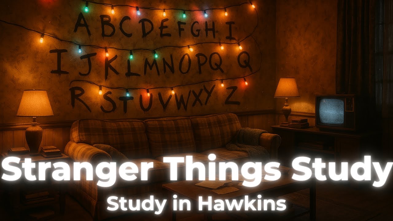 Study With the Stranger Things Lights ✨ | Cozy 80s Hawkins Living Room Ambience for Focus