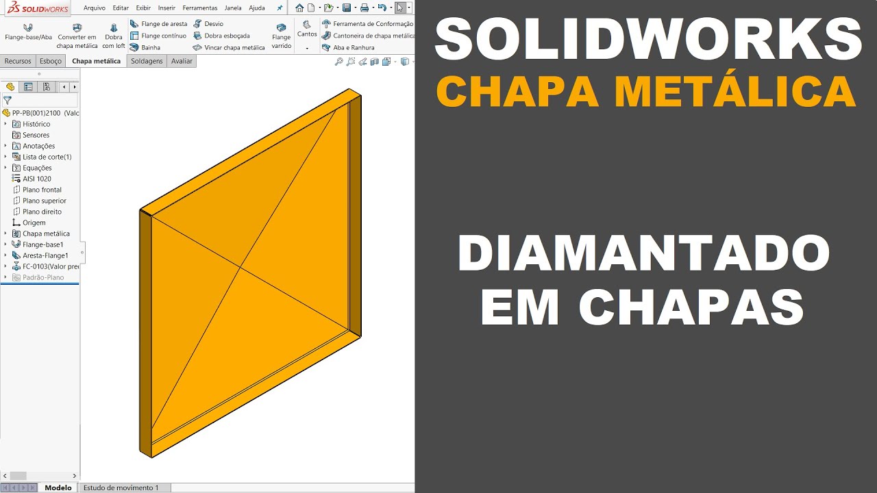 SOLIDWORKS | COMO FAZER DIAMANTADO EM CHAPAS METÁLICAS - Passo a Passo 