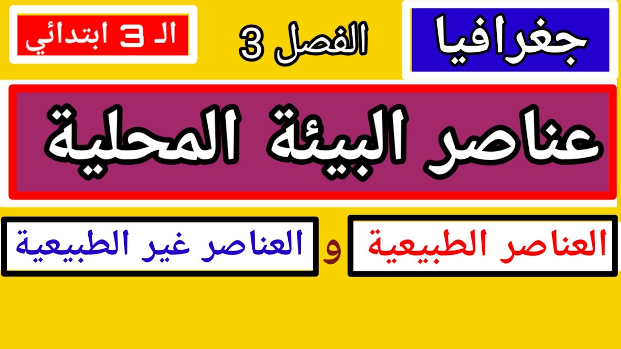 عناصر البيئة مادة الجغرافيا الثالثة ابتدائي دروس الفصل الثالث