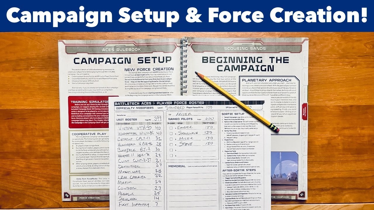 BattleTech Aces: Campaign Setup Tutorial/How To | Campaign Series Episode 0 - Force & Pilot Creation