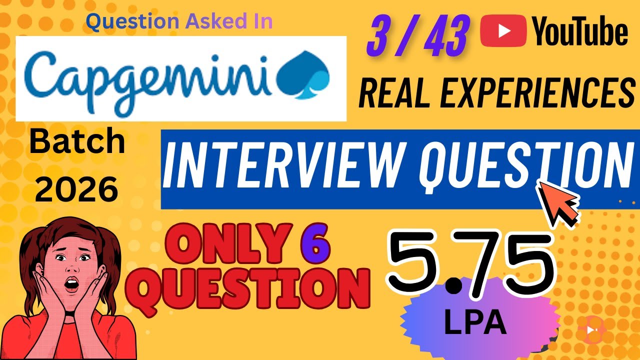 Only 6 Questions in Capgemini Interview 😱 | 5.75 LPA | Real Fresher Experience 2026