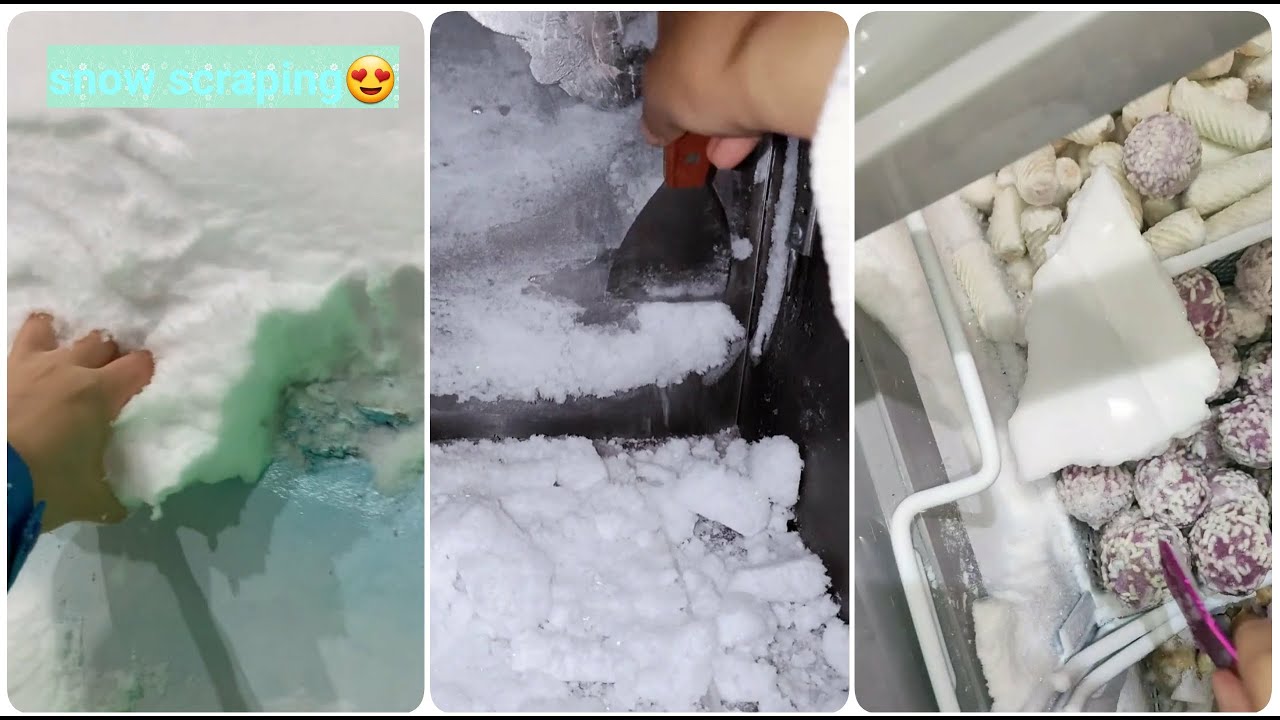*ASMR* SATISFYING REALSNOW SCRAPING, DEEP FREEZER SCRAPING, FROST COLECTING, FROST EATING!!😍🥰🥰🤤🤤🤤