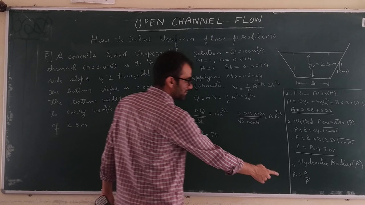 Open channel flow - 15 [How to calculate base width in uniform flow]