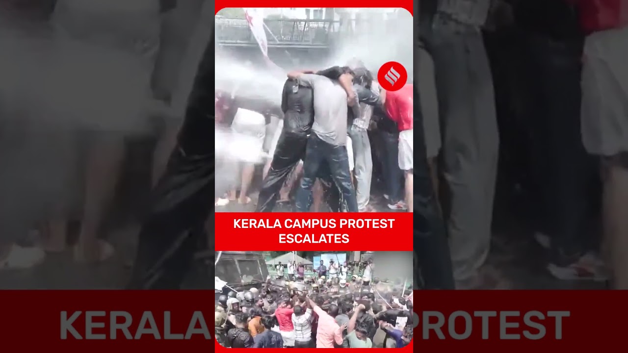 Police Use Water Cannon on SFI Protesters in Thiruvananthapuram