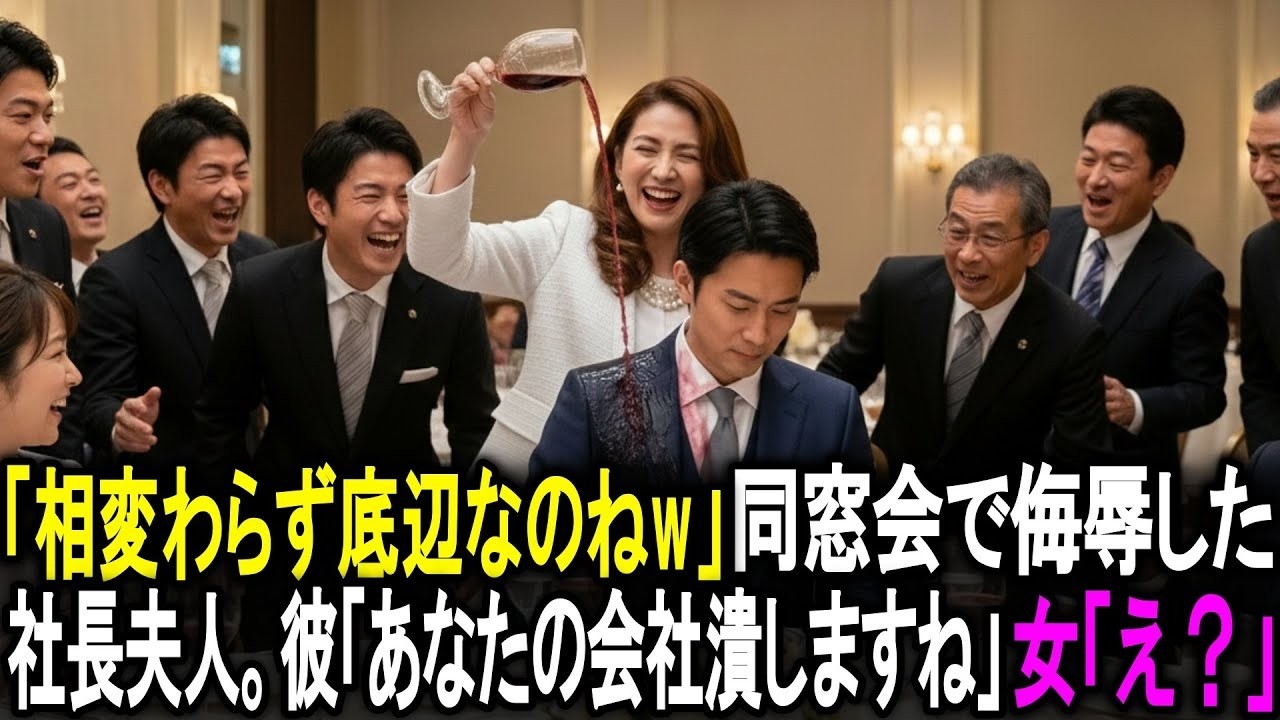 「相変わらず底辺なのねw」同窓会で昔いじめてた同級生を侮辱した社長夫人。彼「あなたの会社潰しますね」女「え？」