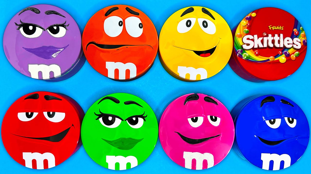Satisfying Video | Relaxing Unpacking Bright Tins with Radiant Skittles and Yummy M&M'S Candy ASMR
