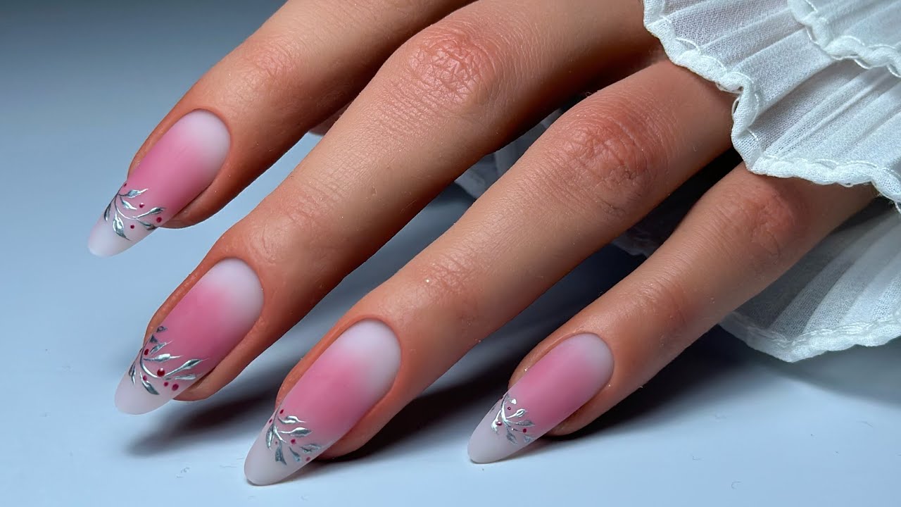 Blush Pink Aura with Silver Leaf Details 🤍