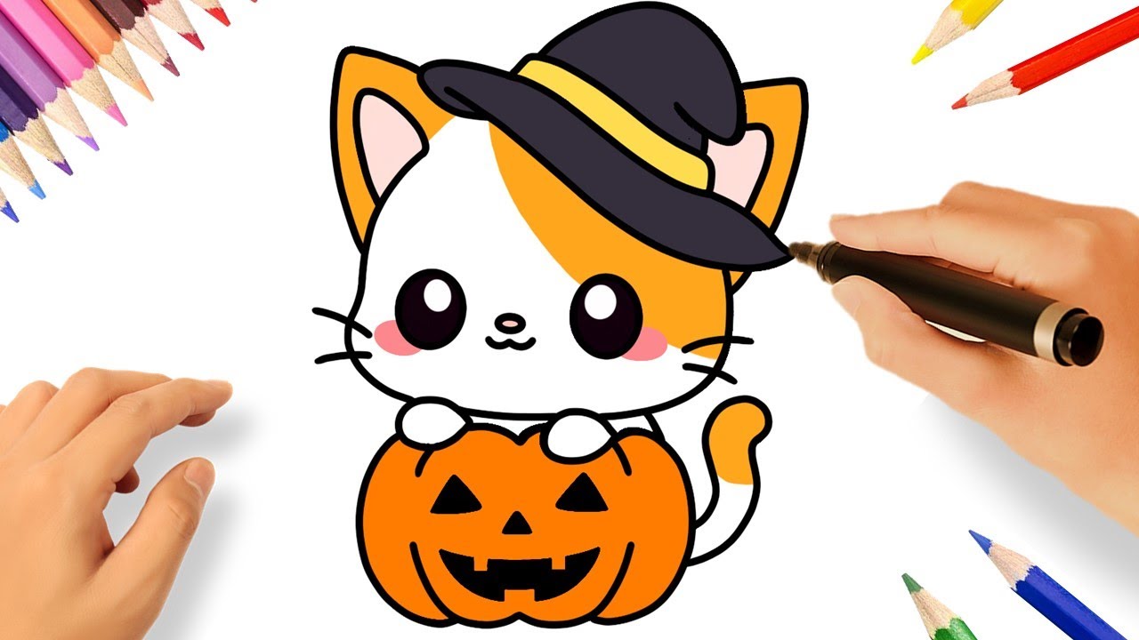 COMMENT DESSINER UN CHAT D'HALLOWEEN FACILEMENT 🐱❤️
