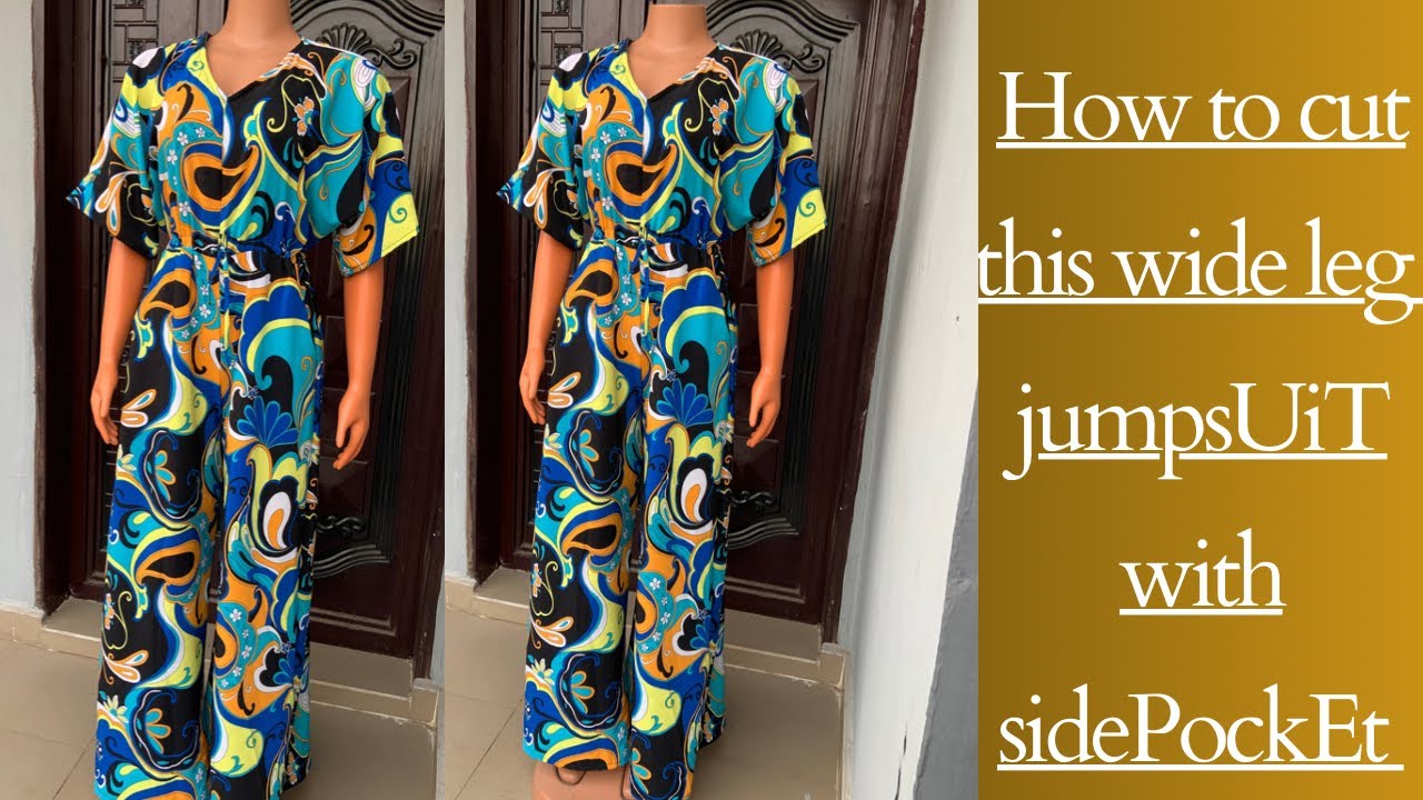 How to cut a //wide leg jumpsuit //with a side pocket.detailed #widepant #jumpsuit