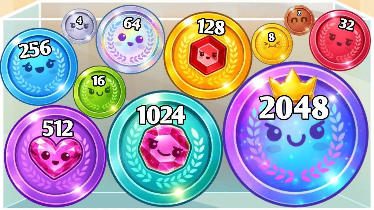 Merge Coin 2048 3D - ASMR Gameplay | Cube Colorful Gem Balls Numbers Puzzle | Suika 2048 Math Game