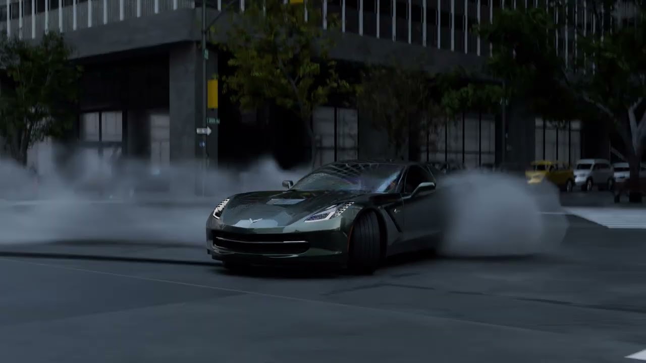 Car Animation |  smoke simulation | Corvette C7 Stingray |