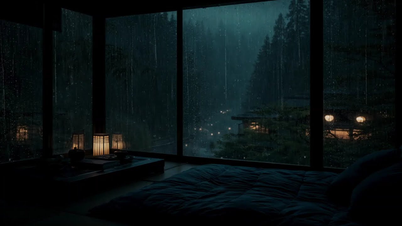 Dark Bedroom Rain Sounds 🌧️ (NO ADS)| Soothing Ambience for Deep Sleep, Focus & Meditation