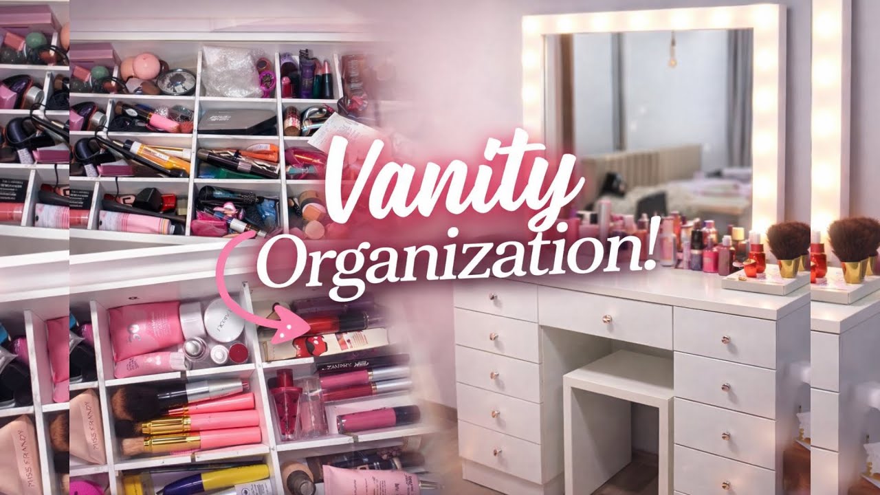 Clean & organize my vanity with me! 🫧✨🎀💄