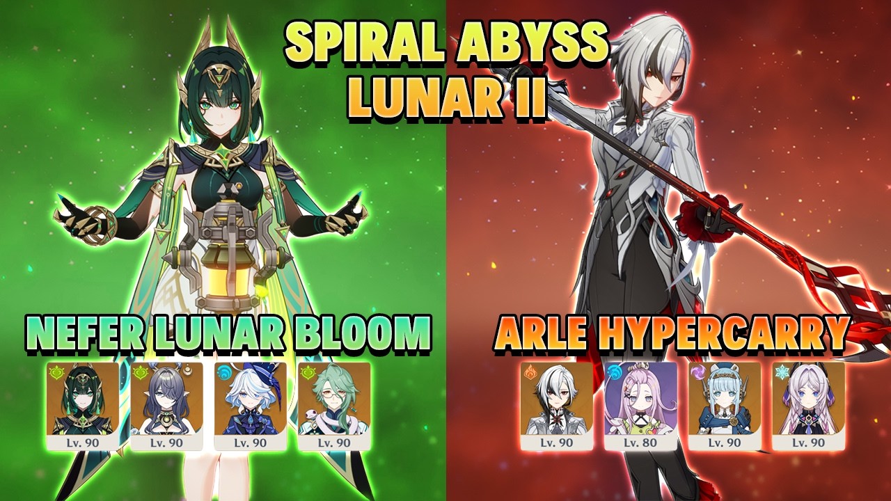 C0 Nefer & C0 Arlecchino | Spiral Abyss Lunar II, этаж 12, 36 звёзд | Genshin Impact