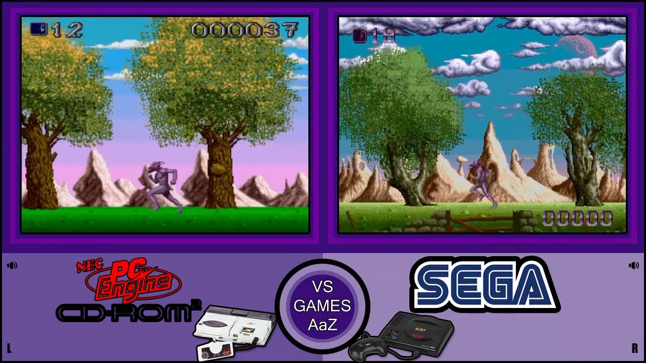 Shadow of the Beast - Mashou no Okite (PC Engine CD VS Mega Drive) Side by side Comparison