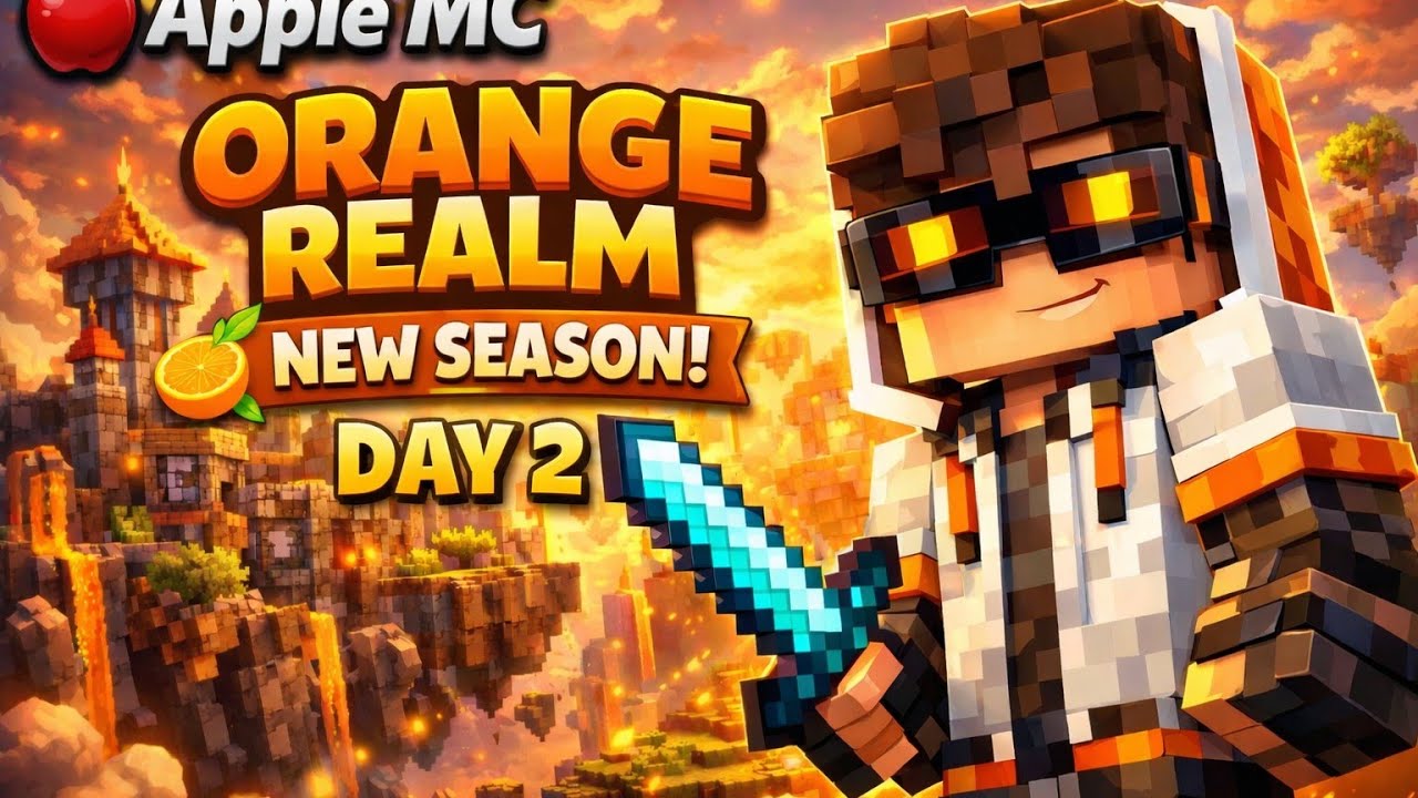 Day 2 Orange Realm Grinding with Piggy123497 in Apple Mc .#applemc #orangerealm #minecraft.