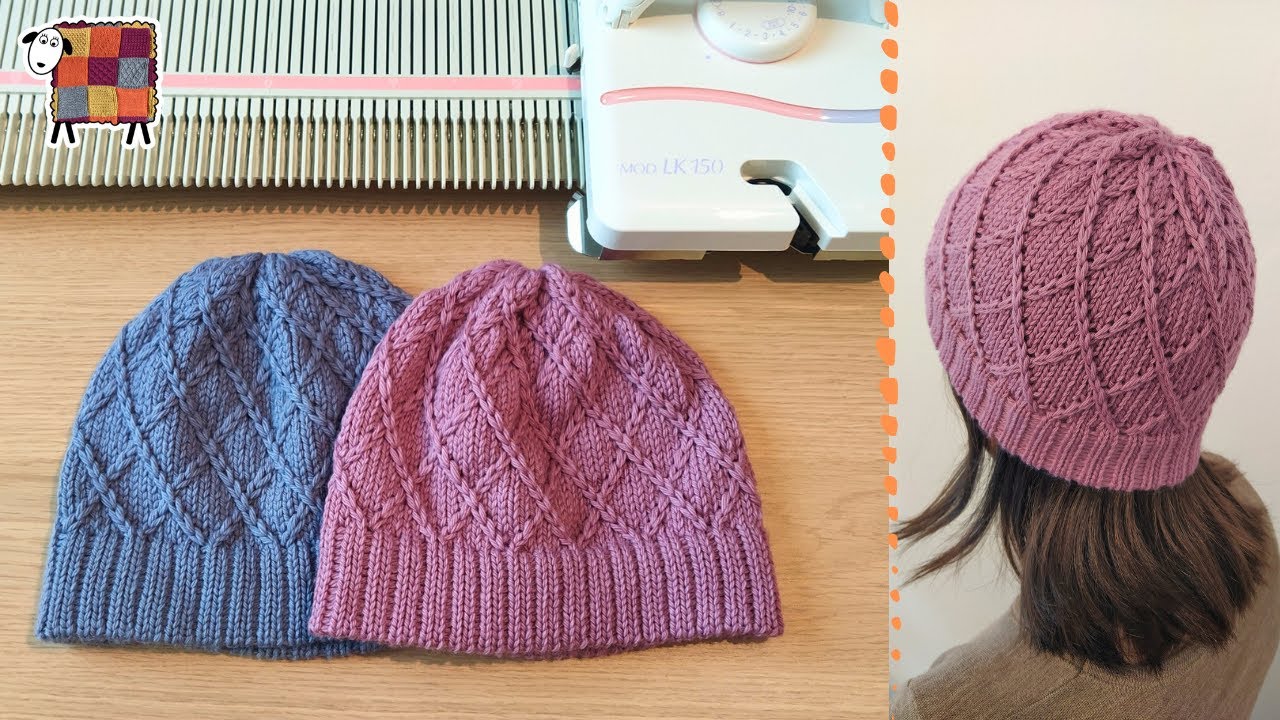 Bonnet losanges à la machine à tricoter | Tutoriel pas à pas | LK150