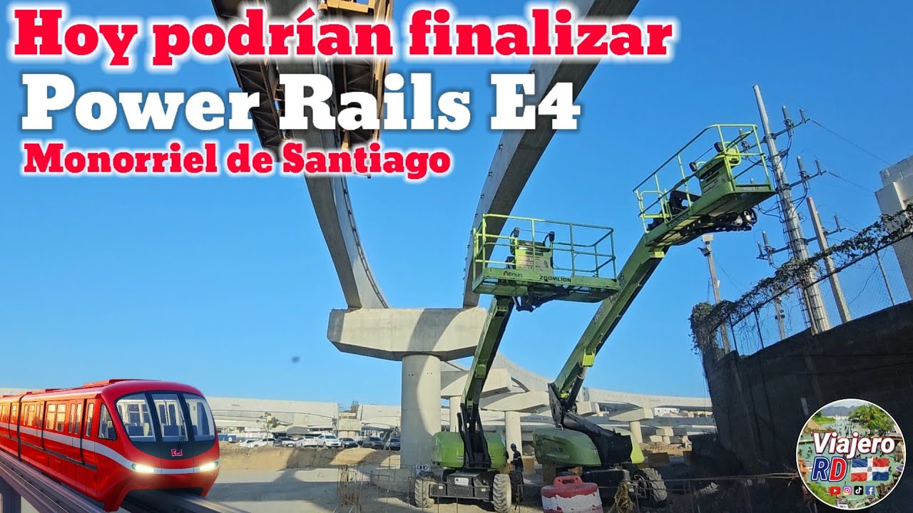 Trabajando para finalizar instalación de rieles de potencia rumbo a estación #4, proyecto Monorriel