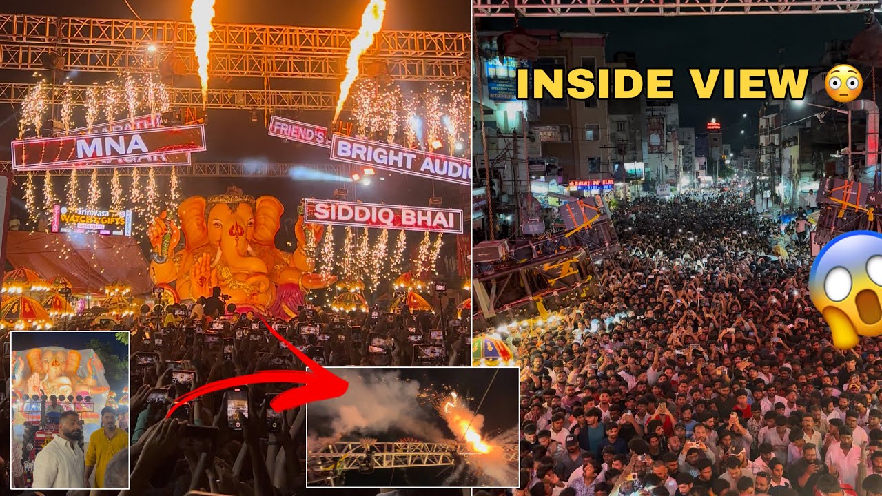Siddiq Ganesh grand Aagman 2025 || Top view full crowd 😱  gone mad #hyderabadifolk 