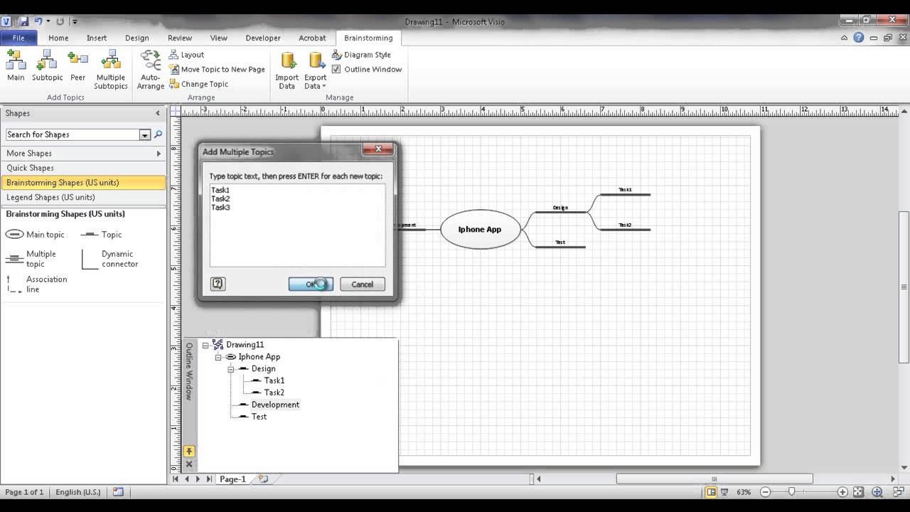 Create a Brainstorm Diagram or Mind Map in Visio