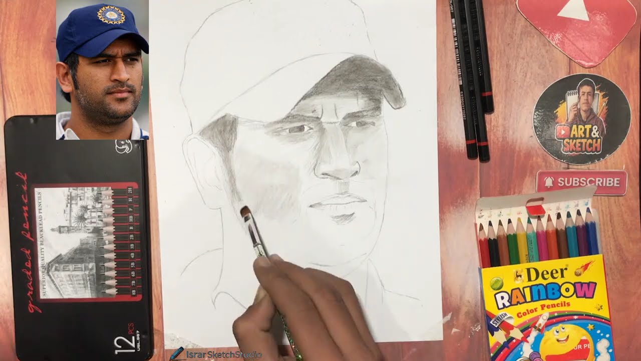 The Legend of MS Dhoni | Realistic Pencil Sketch Step-by-Step
