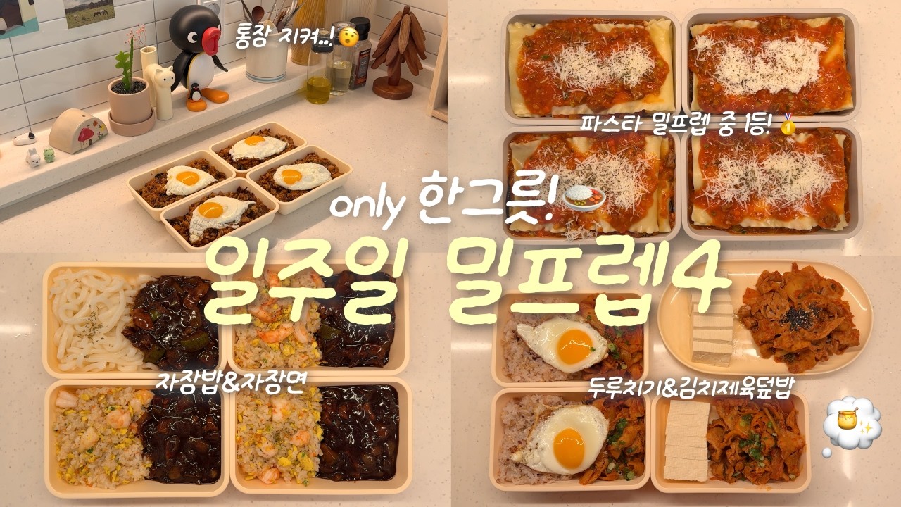 실패 없이💫새롭고 맛있는 일주일 점심 밀프렙 만들기🕺✨ㅣ두부 두루치기&김치제육덮밥🍛라자냐🧀ㅣ총각무김볶밥🫜ㅣ자장밥&자장면🍜