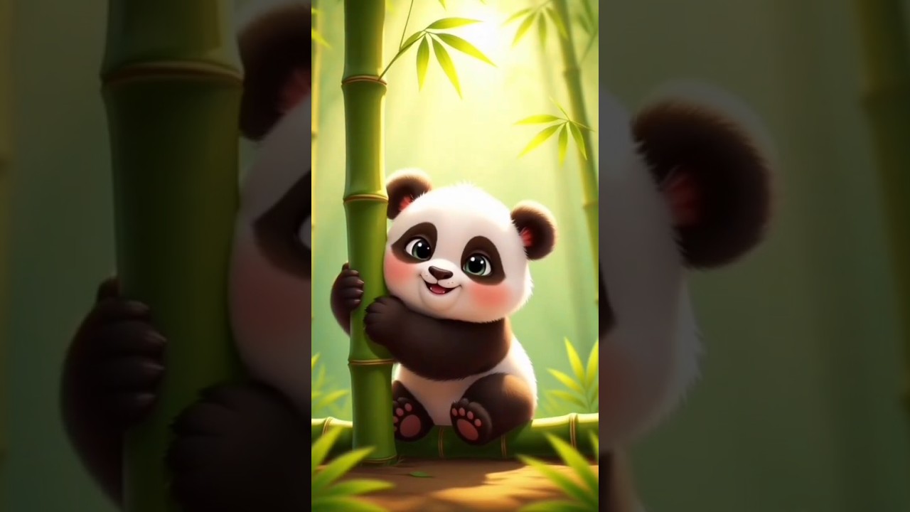 Cute Baby Panda Learns to Climb Bamboo for the First Time 🎋 