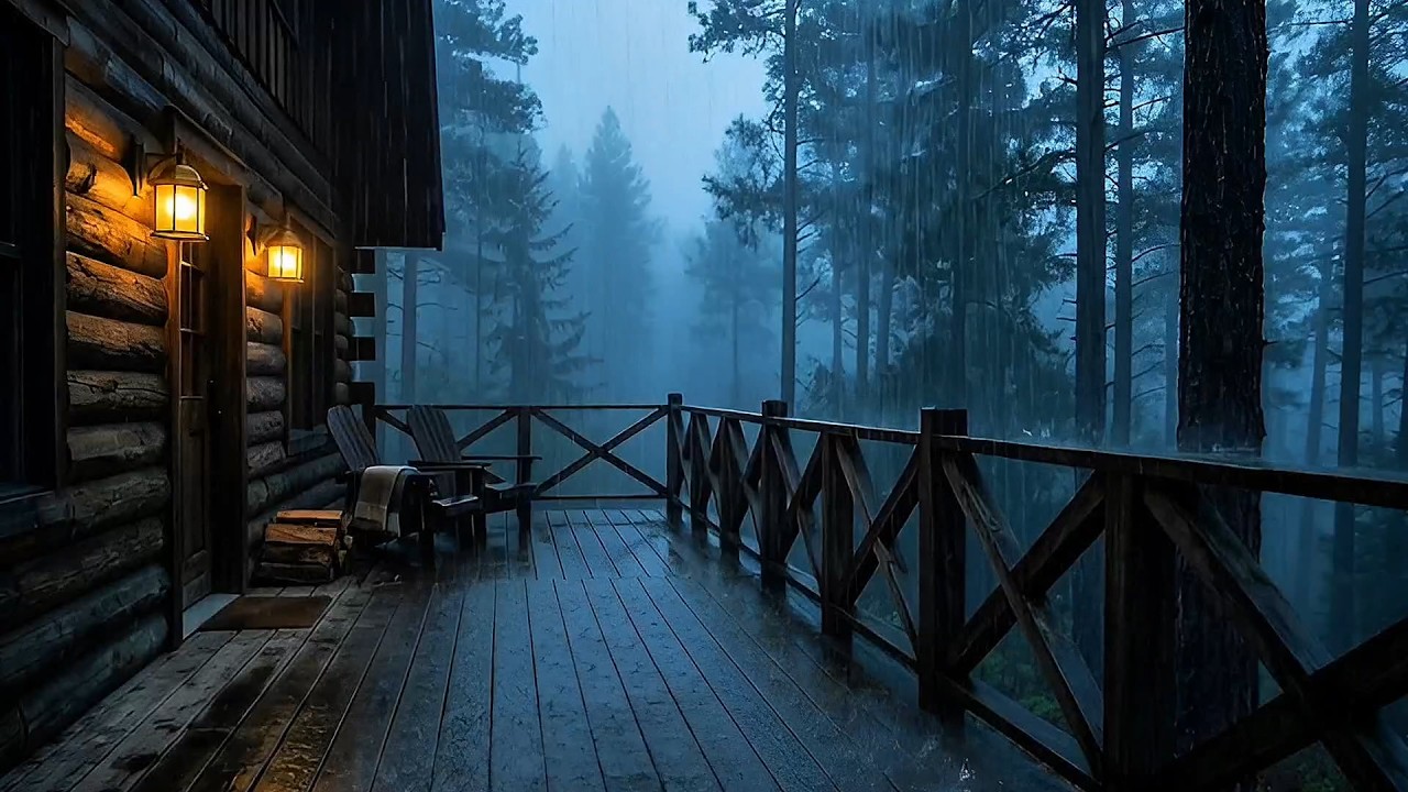 Stormy Night at a Dark Forest Cabin ⛈️ | Heavy Rain & Thunder for Deep Sleep