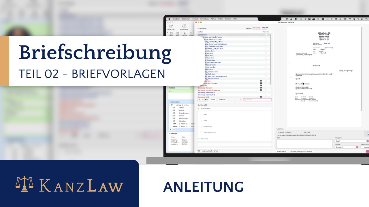 KanzLaw Kanzleisoftware Briefvorlagen erstellen