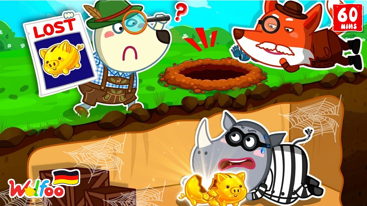 Wolfoo Geschichte 🐺 Detektiv Wolfoo 🕵️ Wer hat das goldene Sparschwein gestohlen?