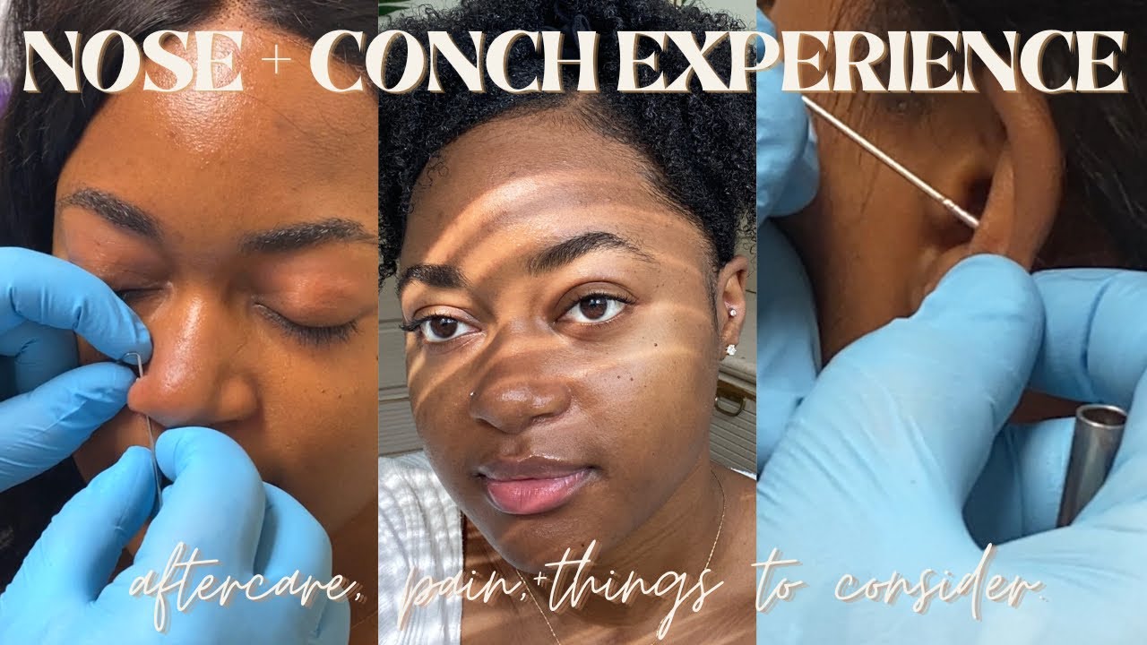 Getting Two Piercings in One Day?! (FOOTAGE + AFTERCARE) | CONCH PIERCING PAIN | NOSE PIERCING CARE