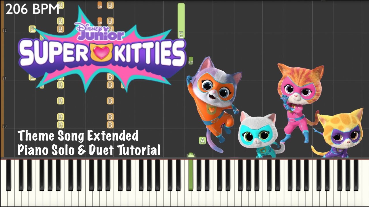 SuperKitties ~ Theme Song ~ Piano Solo & Duet Tutorial