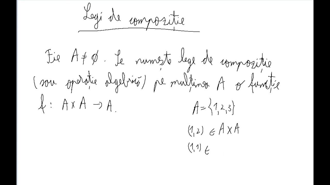 Legi de compoziție. Mulțimea claselor de resturi modulo n (clasa a 12-a)