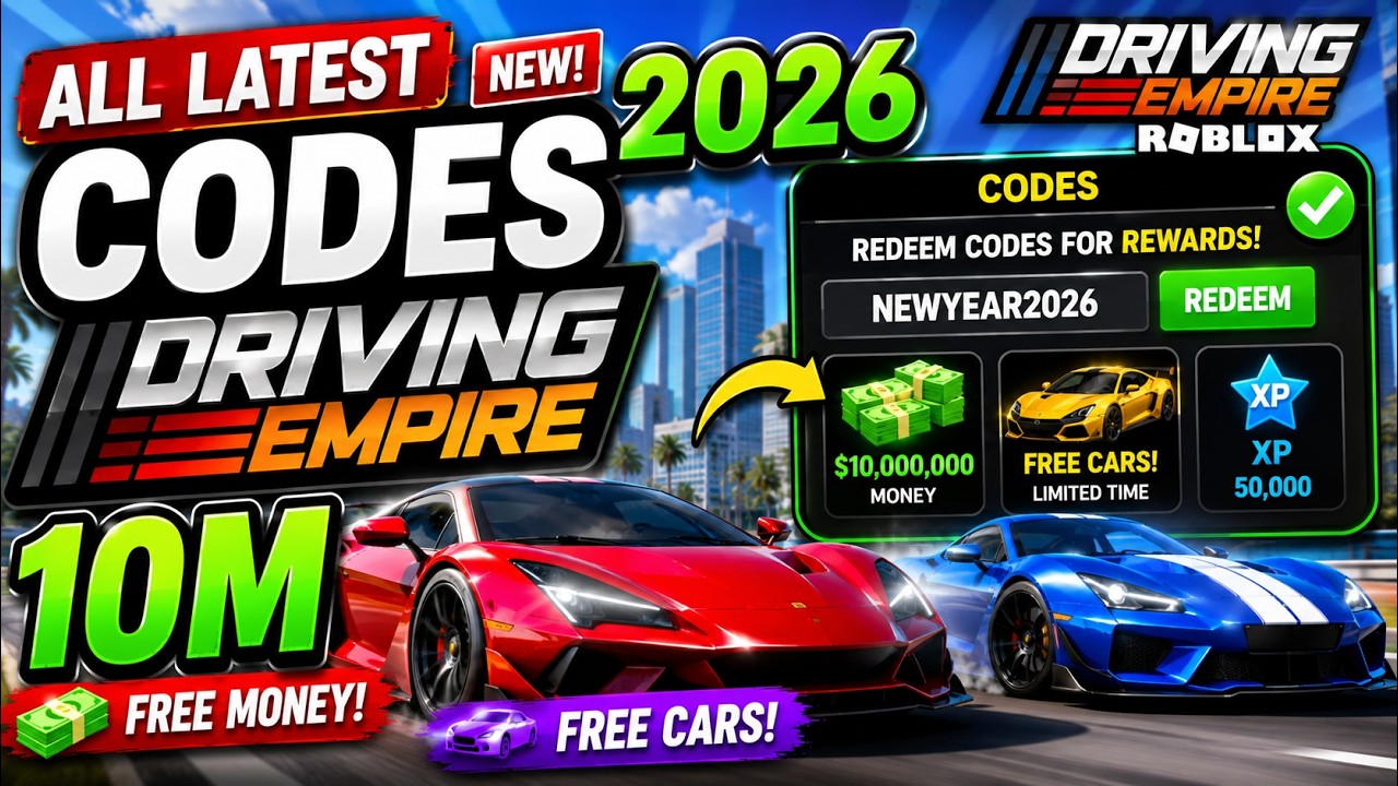 All Latest Codes For Driving Empire 2026 🏎️ 10M Free Money & Cars! New Roblox Driving Empire Codes