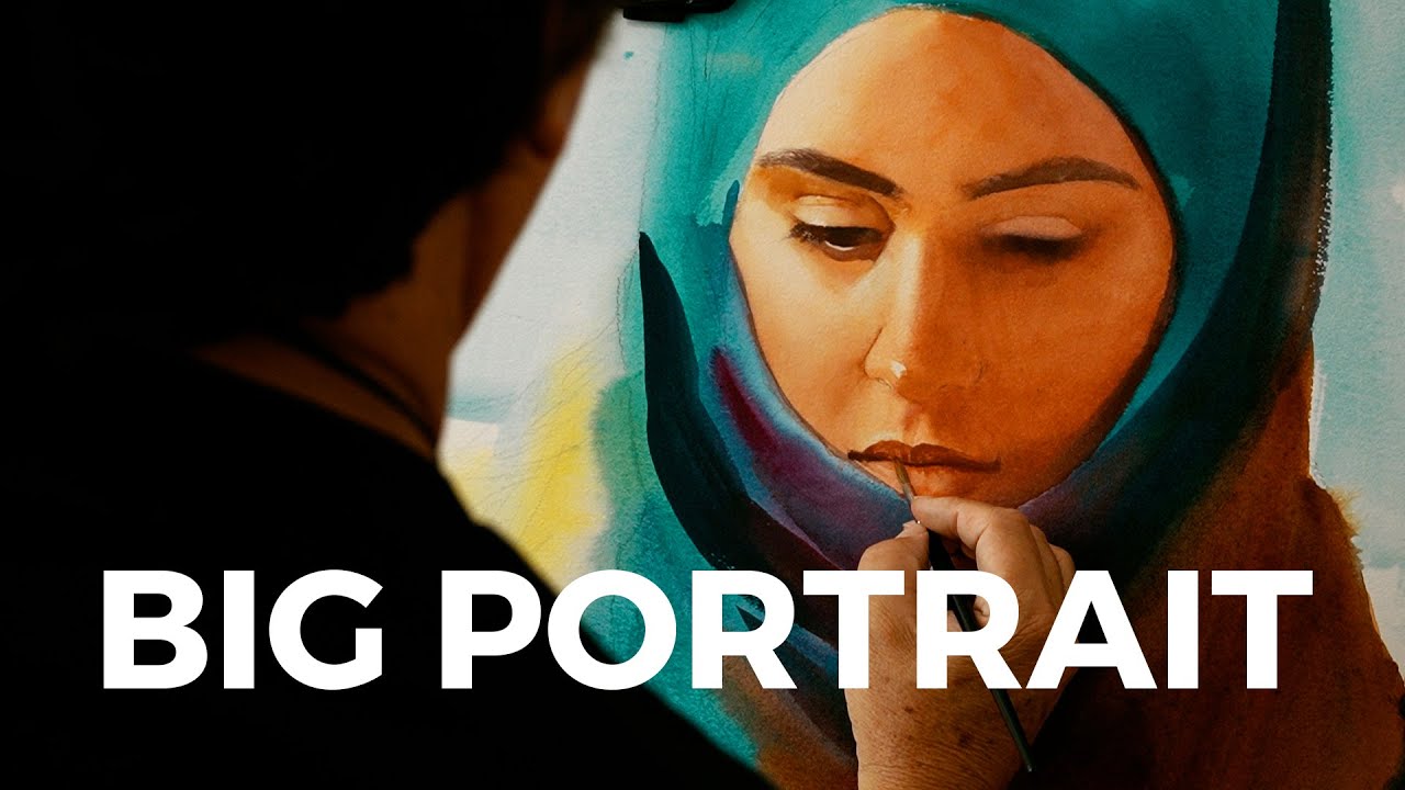 Eudes Paints a Big Portrait Canvas