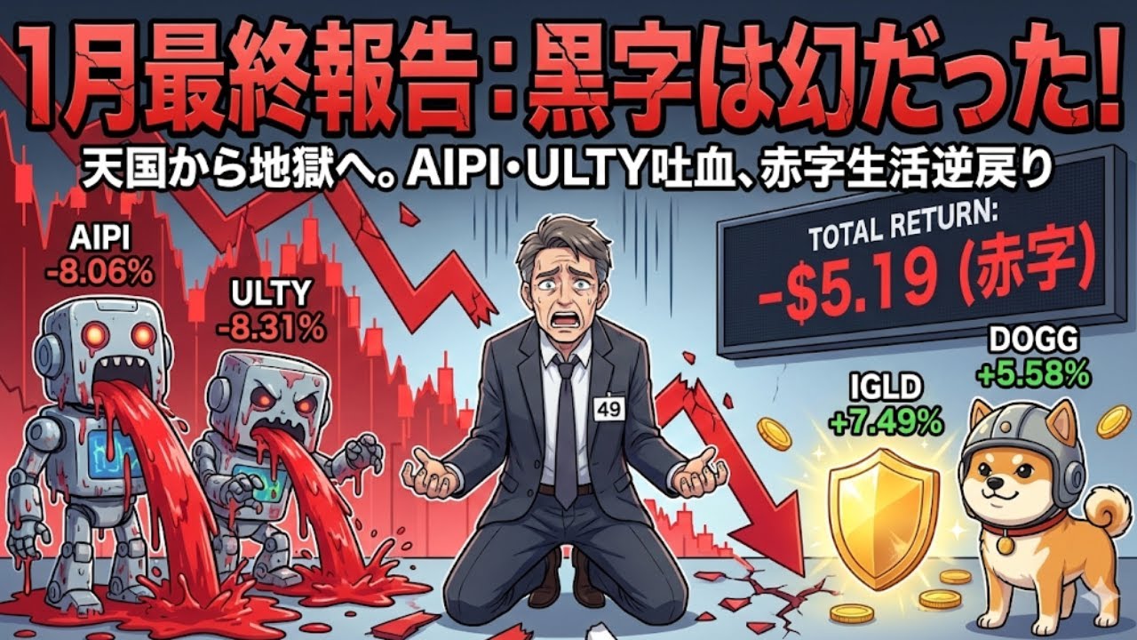 【米国高配当ETF】地獄の1月！AIPI・ULTY暴落で資産溶解…CEPI・NVDY・IGLD・DOGGのトータルリターン対決。YieldMaxとGraniteSharesの明暗