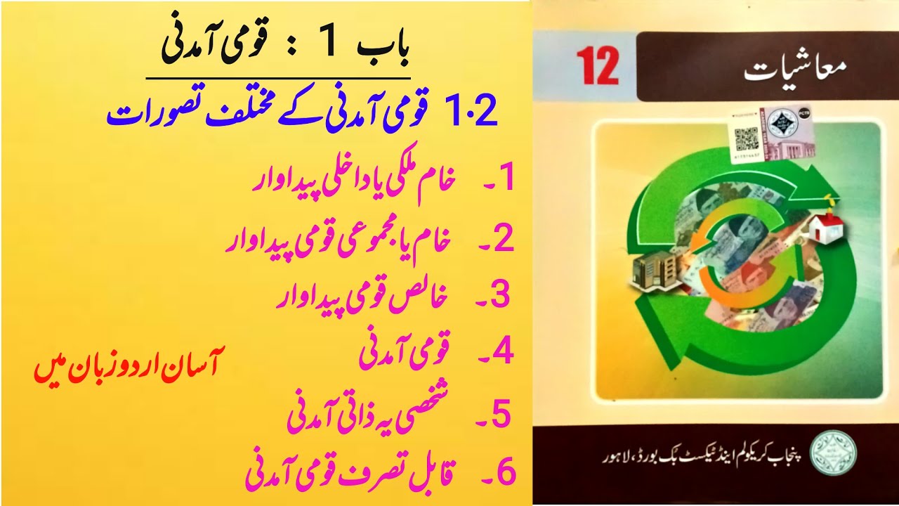 Class 12th Economics | Unit 1: Qoumi Amdani | Topic 1.2 Qoumi amdani ka mukhtalif tasawarat