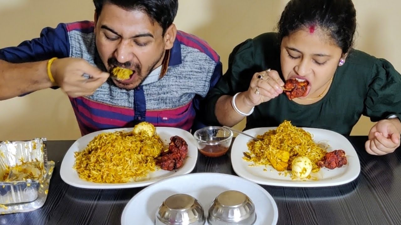 Chicken Biryani Chicken Lollipop Challenge || Husband & Wife Eating Challenge