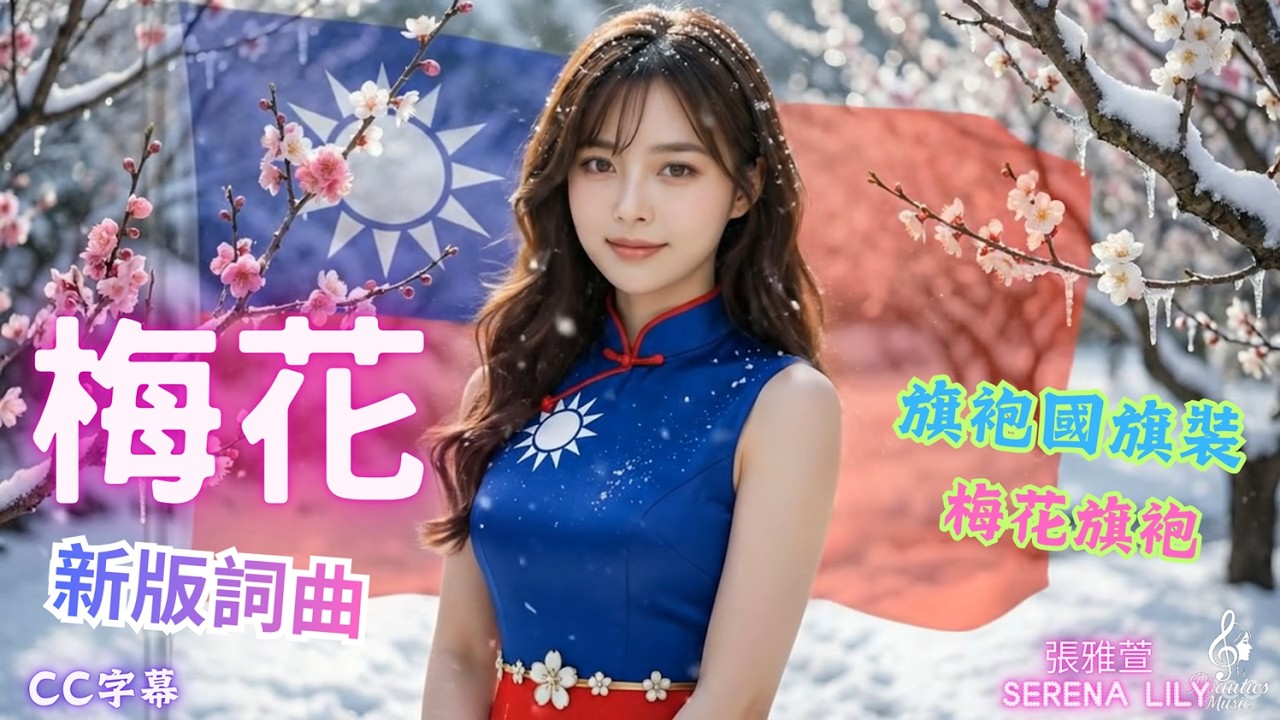 新版 梅花 歌曲MV_中華民國國花_新式旗袍國旗裝 「日輝朱碧」與梅花旗袍_張雅萱 Serena Lily_氣質女聲的輕盈流動_清新甜美女聲_療癒 放鬆心靈_正能量_新版原創詞曲_愛國歌曲